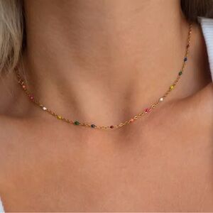 18K Gold Plated Multicolour Mini Beaded Necklace